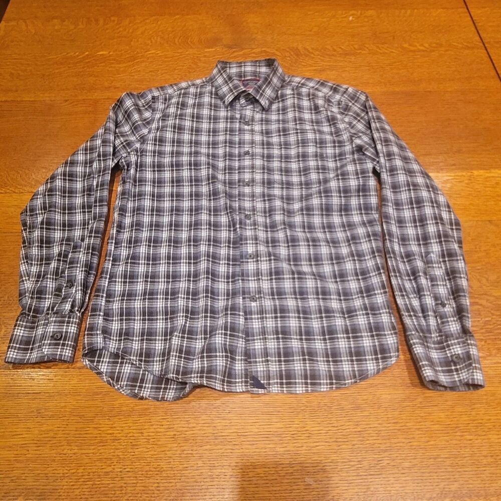 Untuckit Medium Slim Fit Long Sleeve Shirt Medium Plaid 100% Cotton